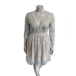 Southern Fried Chics Romantic Embroidered Delicate Soft Whimsical Dress M Dainty
